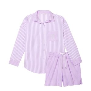 Cotton Purple Striped Women's Sleepwear Set